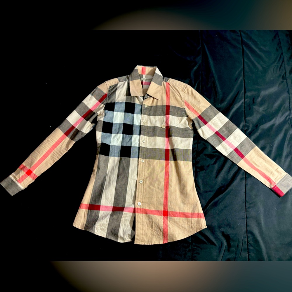 Burberry Brit classic Women Beige Nova Check Buttons Shirt Size Small‎ (B5)